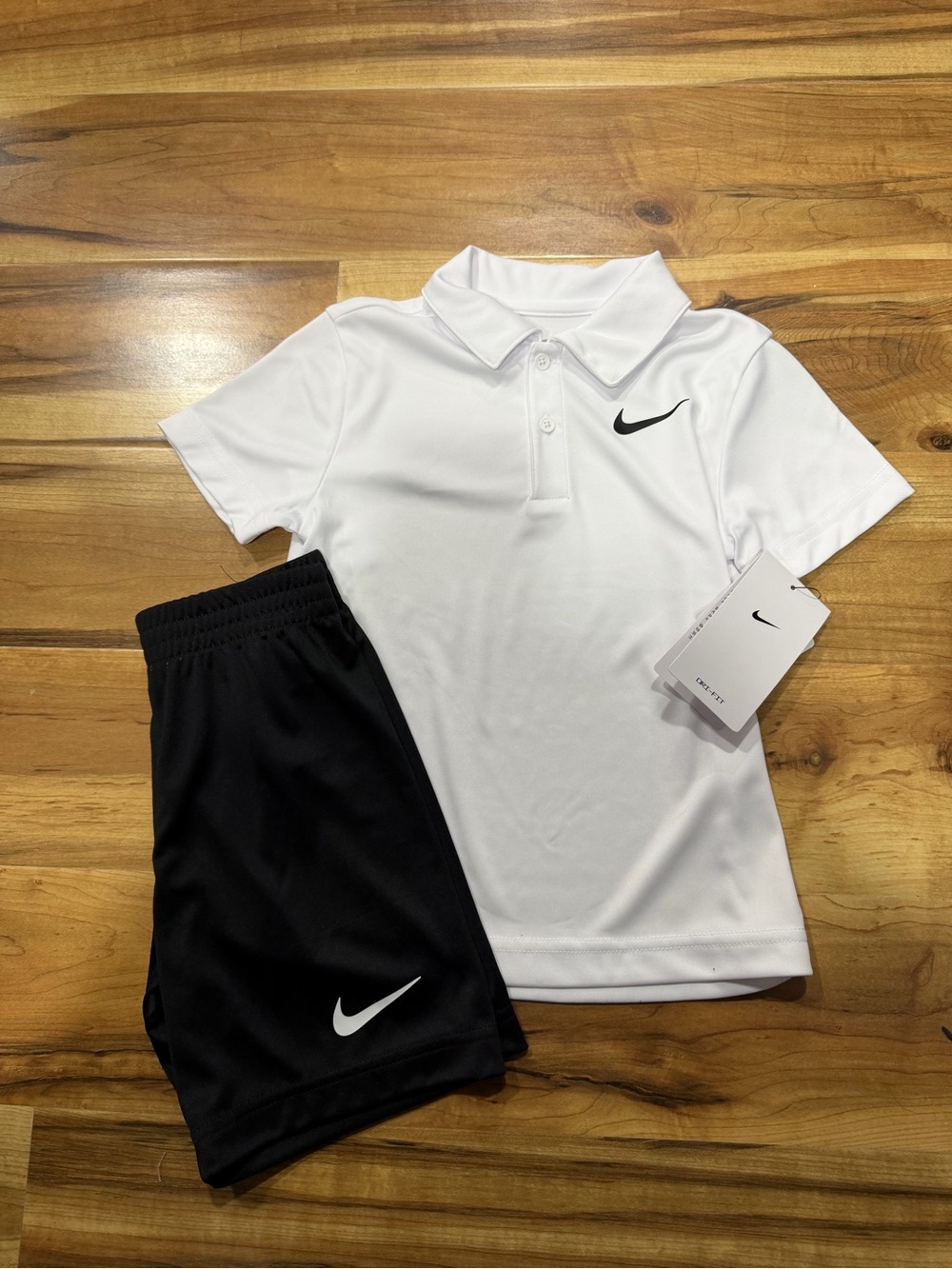 Nike Boys White Polo & Black Shorts Set, New